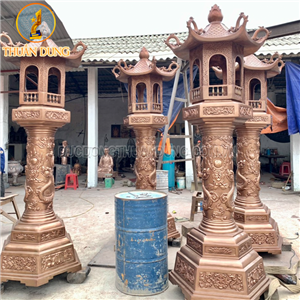 Thi công đúc Lư hương mái chùa và đèn cao 3,2m Lắp đặt tại Tu Viện Vĩnh Nghiêm Q12 HCM 2